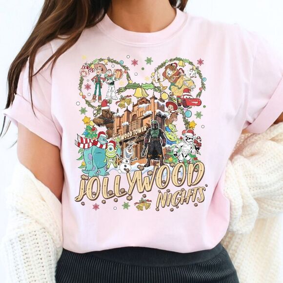 Disney World Parks Christmas Jollywood Nights Hollywood Studios Party TShirt - Picture 1 of 3